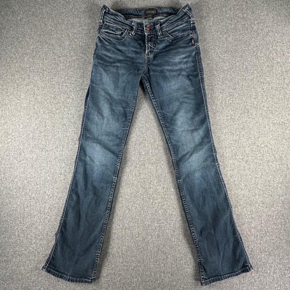 Silver Jeans Co. Jeans Womens 28 Suki Slim Boot Blue Whiskered Dark Wash